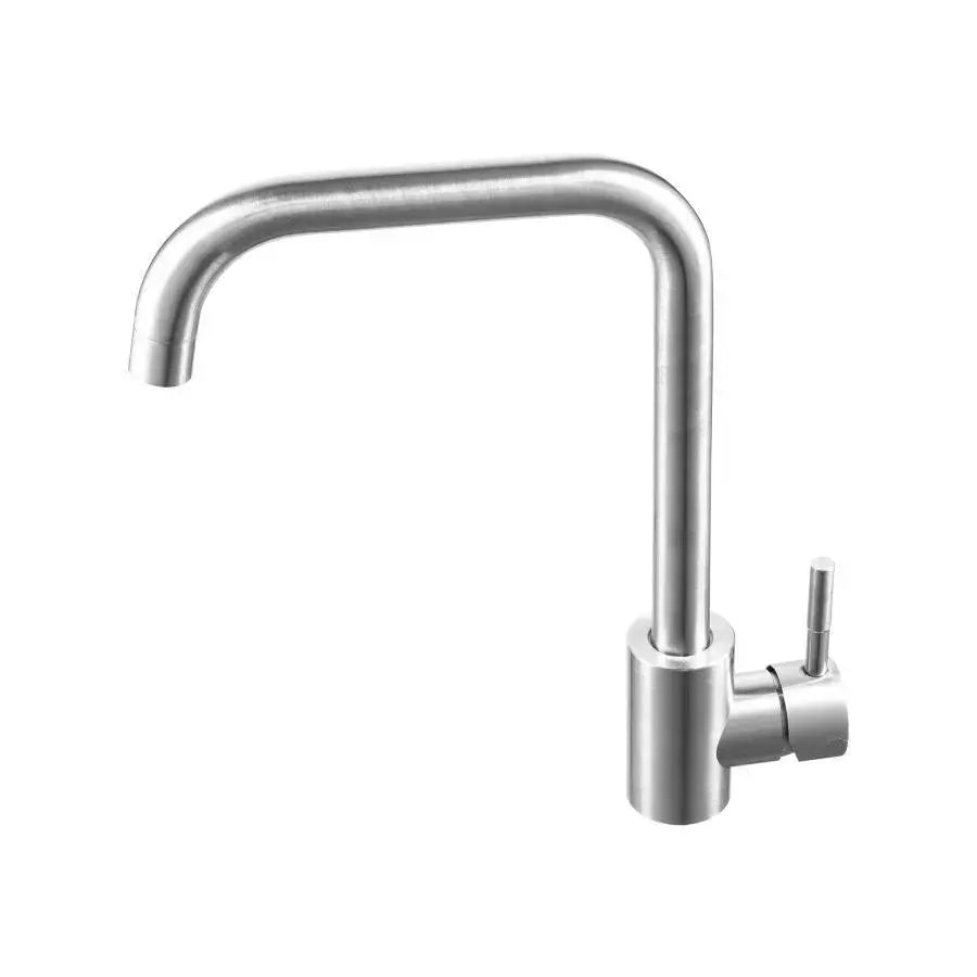 Baterie Bucatarie Monocomanda Pipa Pivotanta Cartus Ceramic Inox Satinat Racorduri Kit Fixare Incluse Cf002 - vivimall.ro