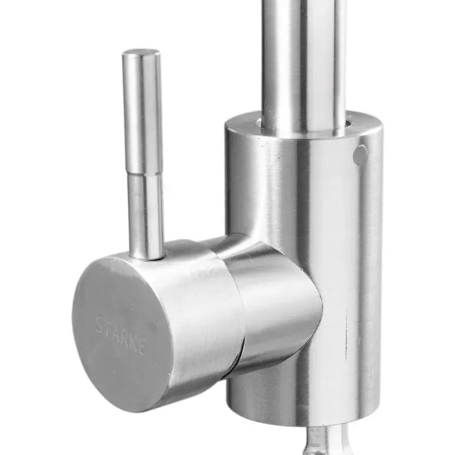 Baterie Bucatarie Monocomanda Pipa Pivotanta Cartus Ceramic Inox Satinat Racorduri Kit Fixare Incluse Cf002 - vivimall.ro