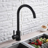 Baterie Bucatarie Monocomanda Pipa Pivotanta Cartus Ceramic Inox Satin Racorduri Kit Fixare Incluse Hs001 - vivimall.ro