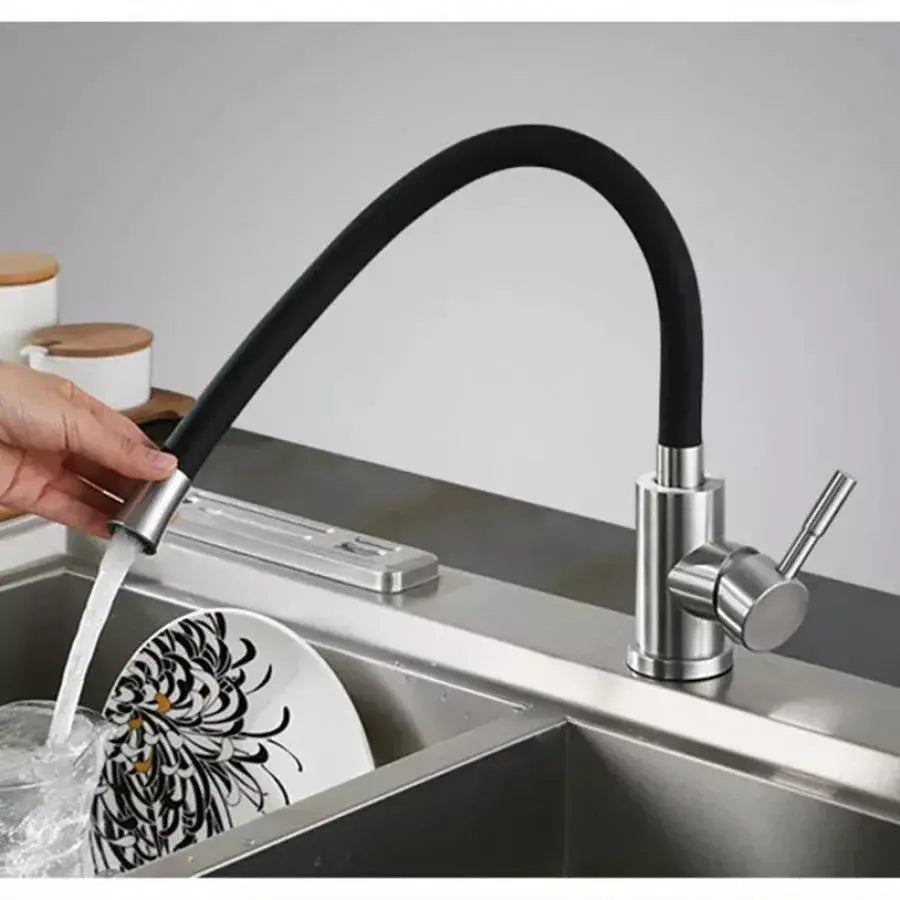 Baterie De Bucatarie Cu Pipa Flexibila, Inox Sus304, Satinat - vivimall.ro