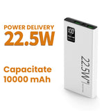 Baterie Externa Powerbank, Vivimall, Ultra-Subtire cu Ecran Digital, Compatibilitate Universala, TYPE-C si USB x2, 10000 mAh, Power Delivery 22.5W, 144x66x16 mm, Alb - vivimall.ro