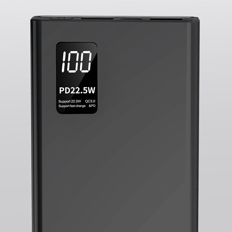 Baterie Externa Powerbank, Vivimall, Ultra-Subtire cu Ecran Digital, Compatibilitate Universala, TYPE-C si USB x2, 10000 mAh, Power Delivery 22.5W, 144x66x16 mm, Negru - vivimall.ro
