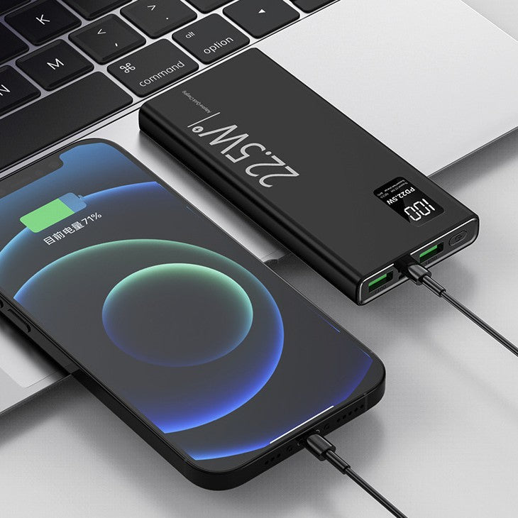 Baterie Externa Powerbank, Vivimall, Ultra-Subtire cu Ecran Digital, Compatibilitate Universala, TYPE-C si USB x2, 10000 mAh, Power Delivery 22.5W, 144x66x16 mm, Negru - vivimall.ro