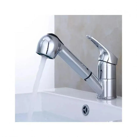 Baterie Tip Frizerie Cu Dus Extractabil, Aliaj, Crom - vivimall.ro