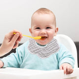 Baveta Tip Floare, Flippy, din Bumbac, pentru Copii 0-12 Luni, Rezistenta la apa, 8 Straturi, Model Tricotat cu Cirese, 26 x 29 cm, Alb