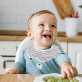 Baveta Tip Floare, Flippy, din Bumbac, pentru Copii 0-12 Luni, Rezistenta la apa, 8 Straturi, Model Tricotat cu Cirese, 26 x 29 cm, Alb