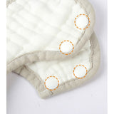 Baveta Tip Floare, Flippy, din Bumbac, pentru Copii 0-12 Luni, Rezistenta la apa, 8 Straturi, Model Tricotat cu Cirese, 26 x 29 cm, Alb