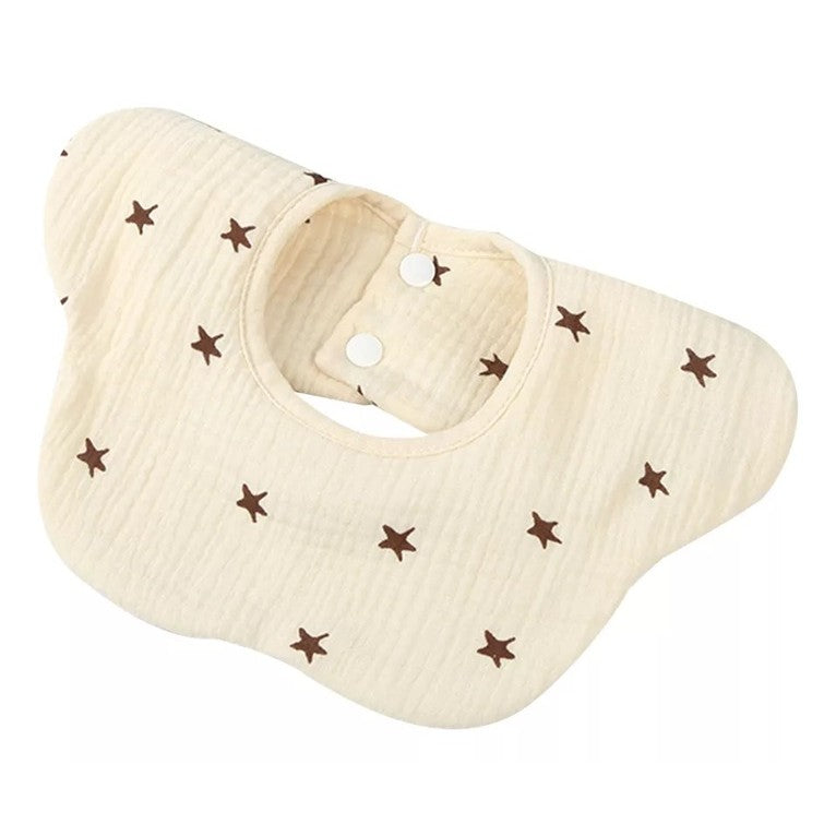 Baveta Tip Floare, Din Bumbac, Pentru Copii 0-12 Luni, Rezistenta La Apa, Cu Capse, Crem - vivimall.ro