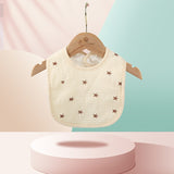 Baveta in Forma de U, Flippy, din Bumbac, pentru Copii 0-12 Luni, Rezistenta la Apa, cu Capse, Model cu Stelute,  21x30 cm, Crem