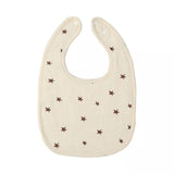 Baveta in Forma de U, Flippy, din Bumbac, pentru Copii 0-12 Luni, Rezistenta la Apa, cu Capse, Model cu Stelute,  21x30 cm, Crem