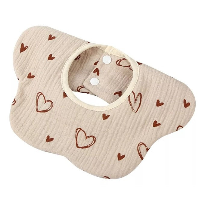 Baveta Tip Floare, Din Bumbac, Pentru Copii 0-12 Luni, Rezistenta La Apa, Cu Capse, Crem - vivimall.ro