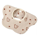 Baveta Tip Floare, Din Bumbac, Pentru Copii 0-12 Luni, Rezistenta La Apa, Cu Capse, Crem - vivimall.ro