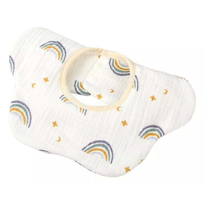 Baveta Tip Floare, Din Bumbac, Pentru Copii 0-12 Luni, Rezistenta La Apa, Cu Capse - vivimall.ro