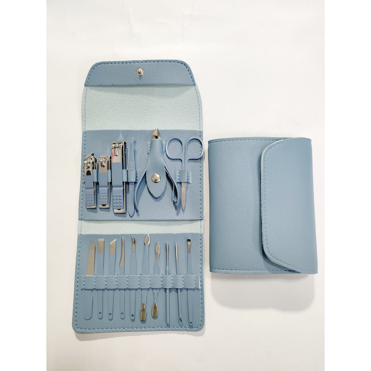 Set 16 Piese De Ingrijire Cosmetica, Pentru Manichiura, Pedichiura, Fata, Geanta Organizatoare Din Piele Ecologica Inclusa - vivimall.ro