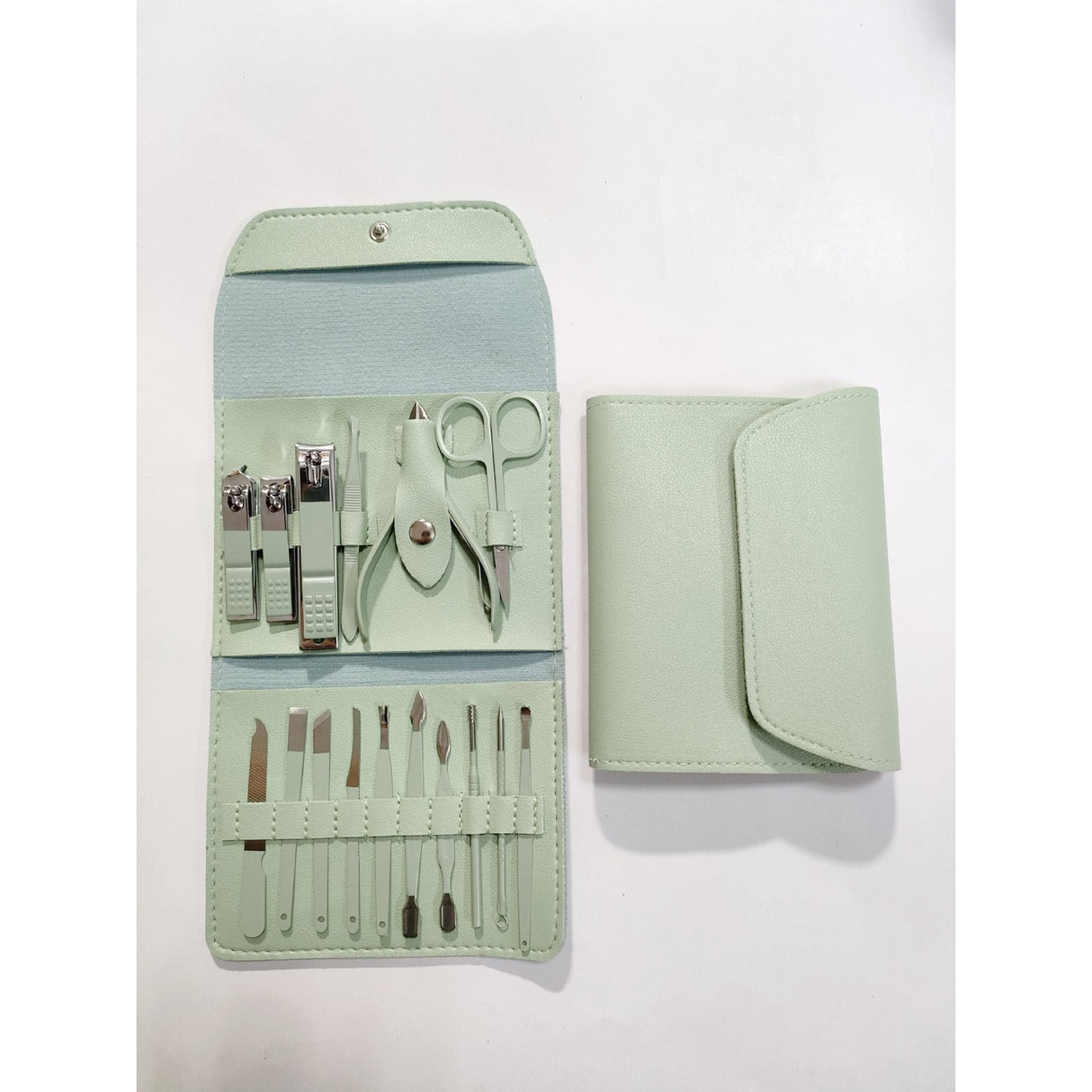 Set 16 Piese De Ingrijire Cosmetica, Pentru Manichiura, Pedichiura, Fata, Geanta Organizatoare Din Piele Ecologica Inclusa - vivimall.ro