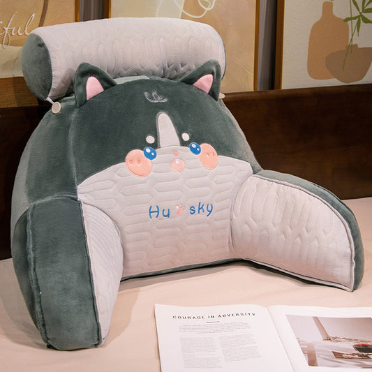 Perna Multifunctionala, Flippy, Spatar pentru Pat, Protectie Lombara, Marime Medie, 60 x 40 cm, din Latex, Model Catel, Gri inchis