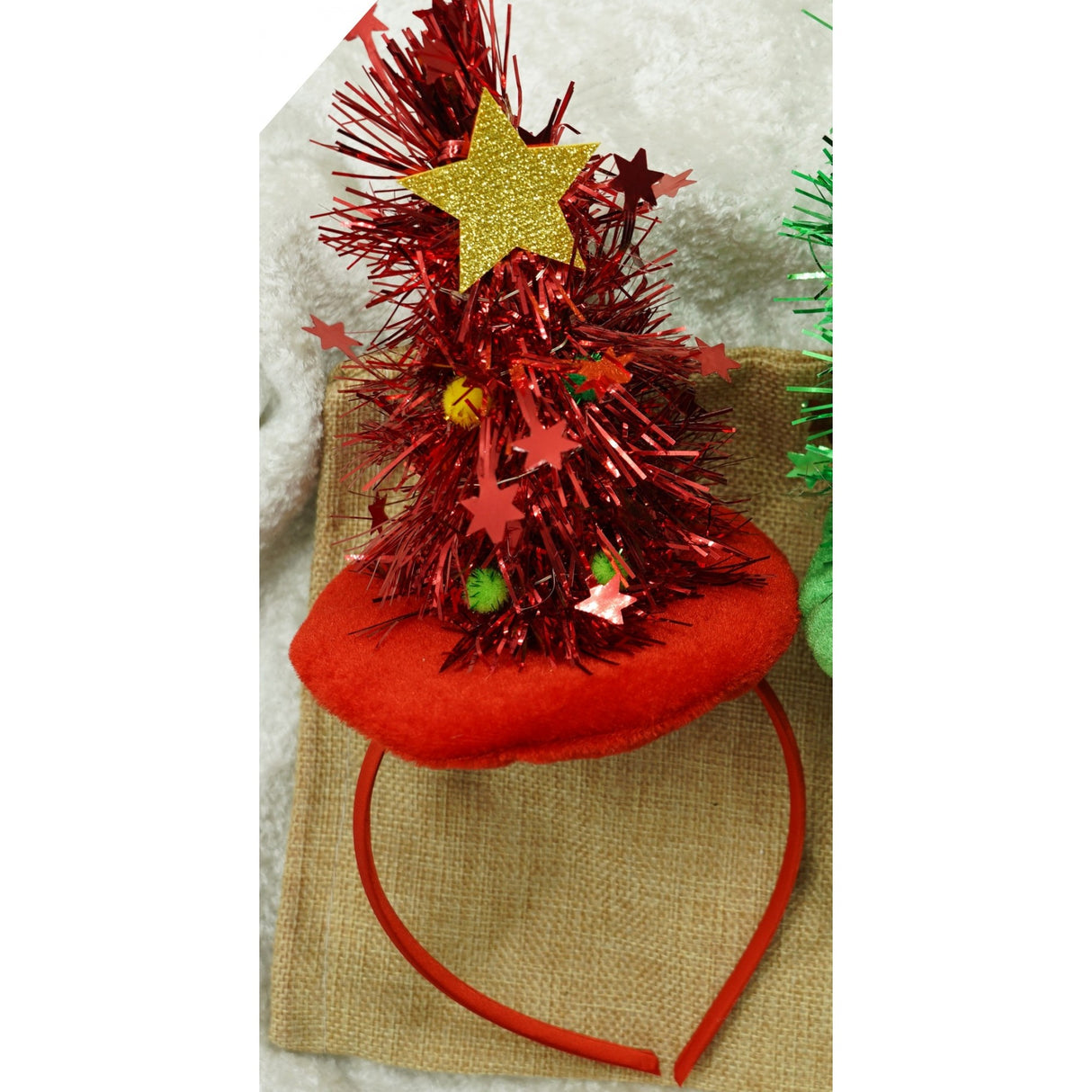 Bentita/cerc brad de Craciun, culoare rosie, marime standard, Vivimall - vivimall.ro