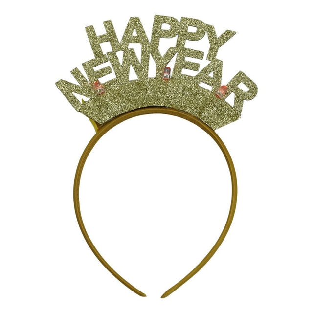 Bentita/cerc Happy Newyear, culoare auriu, marime standard, Vivimall - vivimall.ro