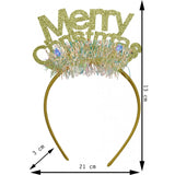 Bentita/cerc Mery Cristmas, culoare auriu cu beteala, marime standard, Vivimall - vivimall.ro