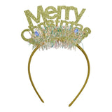 Bentita/cerc Mery Cristmas, culoare auriu cu beteala, marime standard, Vivimall - vivimall.ro