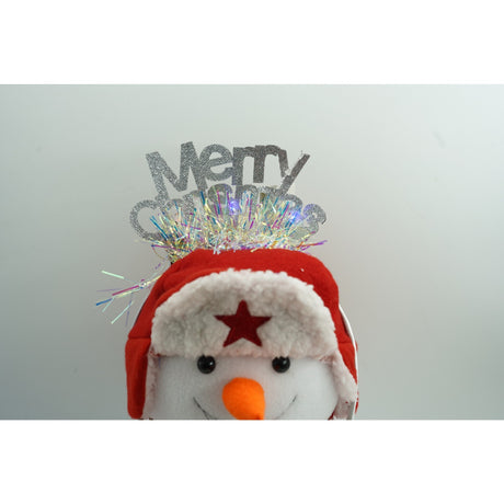Bentita/cerc Mery Cristmas, culoare gri metalic cu beteala, marime standard, Vivimall - vivimall.ro