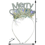 Bentita/cerc Mery Cristmas, culoare gri metalic cu beteala, marime standard, Vivimall - vivimall.ro