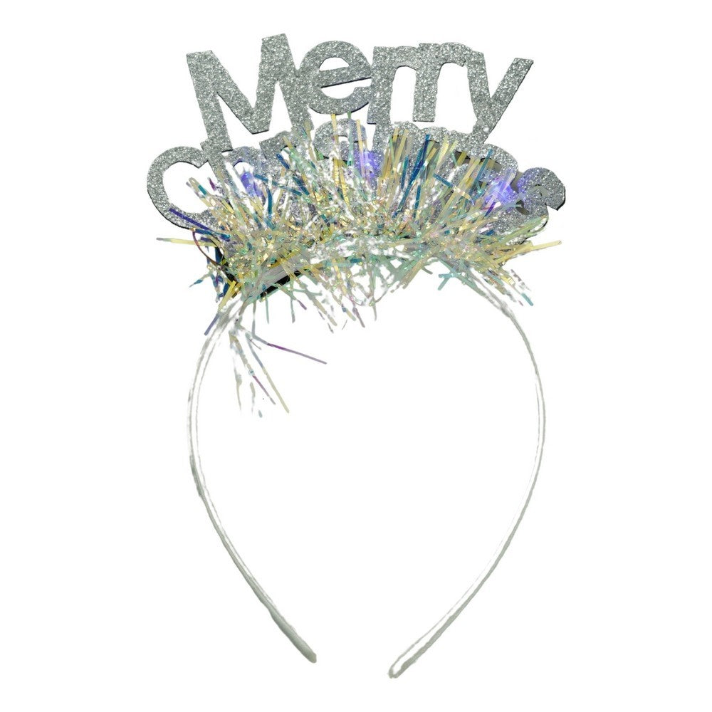 Bentita/cerc Mery Cristmas, culoare gri metalic cu beteala, marime standard, Vivimall - vivimall.ro