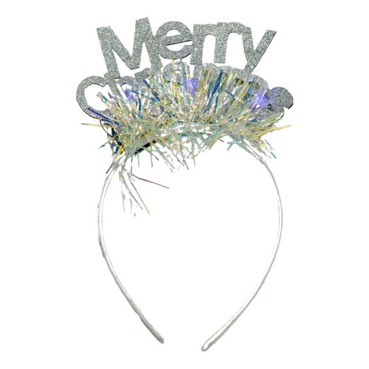 Bentita/cerc Mery Cristmas, culoare gri metalic cu beteala, marime standard, Flippy - vivimall.ro