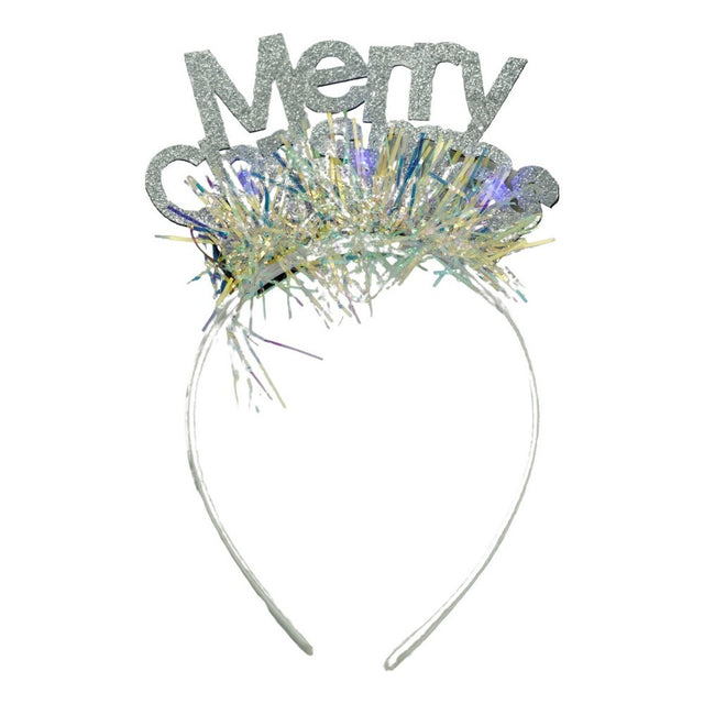 Bentita/cerc Mery Cristmas, culoare gri metalic cu beteala, marime standard, Vivimall - vivimall.ro