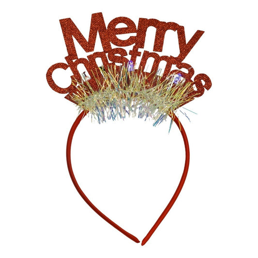 Bentita/cerc Mery Cristmas, culoare rosu cu sclipici, marime standard, Flippy - vivimall.ro