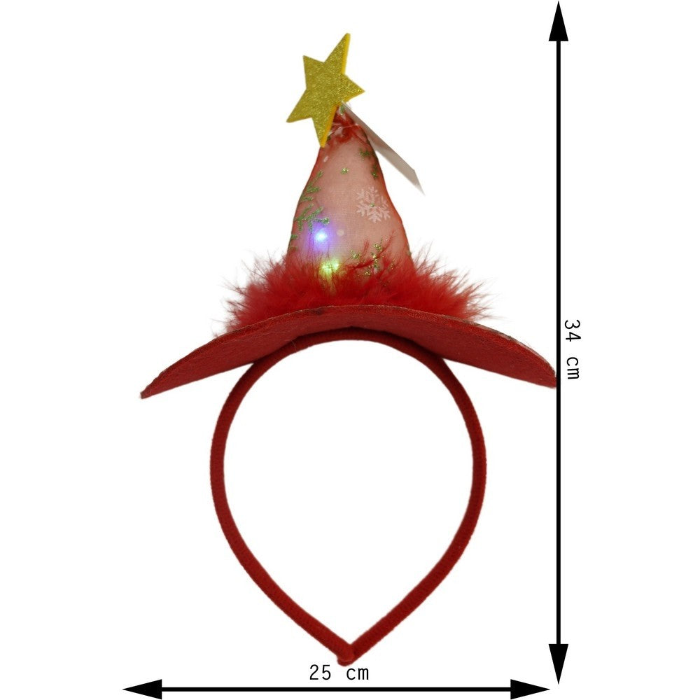 Bentita/cerc tip palarie de Craciun, culoare rosie cu led, marime standard, Flippy - vivimall.ro