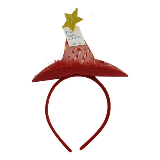 Bentita/cerc tip palarie de Craciun, culoare rosie cu led, marime standard, Vivimall - vivimall.ro