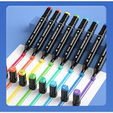 Set 24 Markere, Flippy, pe Baza de Ulei, Dublu Capat, Subtire 1mm si Gros 6 mm, Geanta Depozitare, 15 cm, Multicolor - vivimall.ro