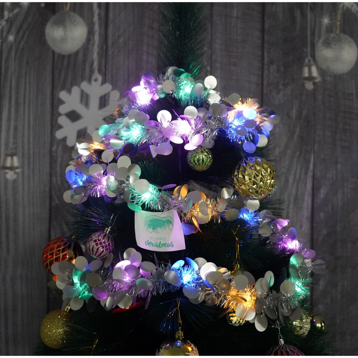 Beteala Craciun Cu Led, Argintie, Pvc, Sir, Artificiala