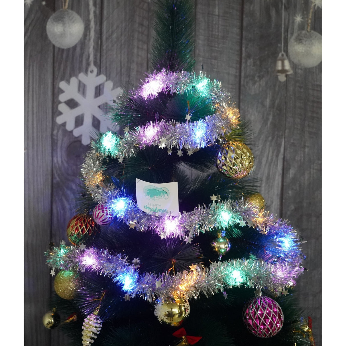 Beteala Craciun Cu Led, Argintie, Pvc, Sir, Artificiala