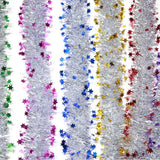 Beteala de Craciun cu LED, Flippy, 2 m, 5 cm Grosime, din PVC, Model cu Stelute, Artificiala, Mov/Argintiu