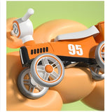 Bicicleta fara pedale pentru copii Vivimall, cu lumini si muzica, 4 roti, varsta 1-3 ani, material PP, 63 x24 x41 cm, portocaliu - vivimall.ro