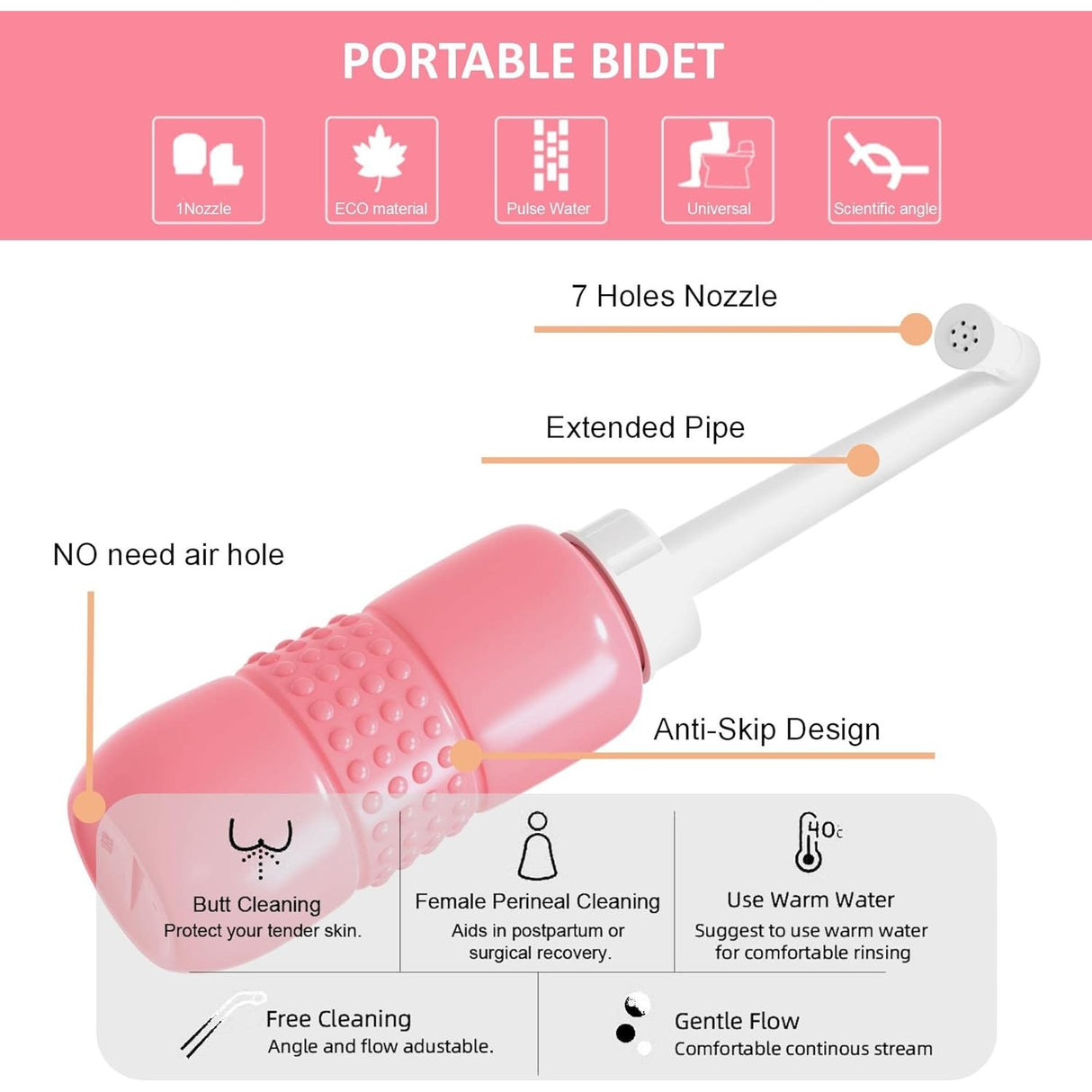 Bideu Portabil Pentru Igiena Intima, Pentru Postpartum/ Postoperator, 450 Ml, Cu Capac Si Husa Galbena, 29.5X7 Cm, Culoare Recipient - vivimall.ro