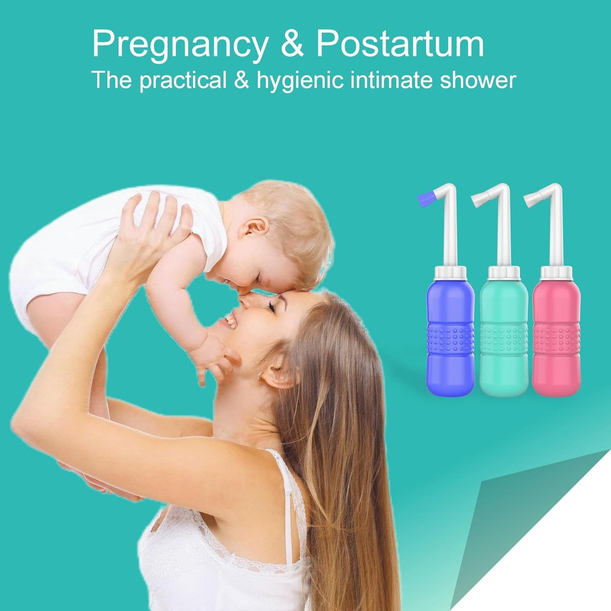 Bideu Portabil Pentru Igiena Intima, Pentru Postpartum/ Postoperator, 450 Ml, Cu Capac Si Husa Galbena, 29.5X7 Cm, Culoare Recipient - vivimall.ro