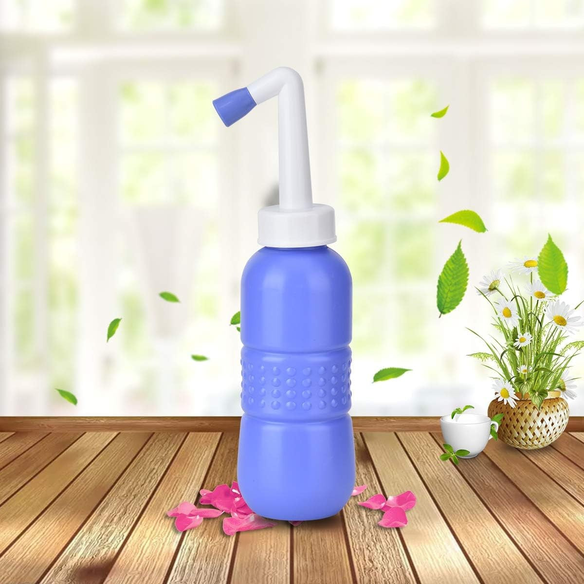 Bideu Portabil Pentru Igiena Intima, Pentru Postpartum/ Postoperator, 450 Ml, Cu Capac Si Husa Galbena, 29.5X7 Cm, Culoare Recipient - vivimall.ro
