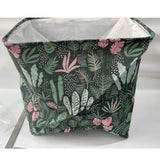 Cutie de Depozitare Pliabila, Vivimall, Impermeabila, cu Snur, Capacitate 100 L, cu Manere, 50x50x40cm, Model Frunze, Verde - vivimall.ro