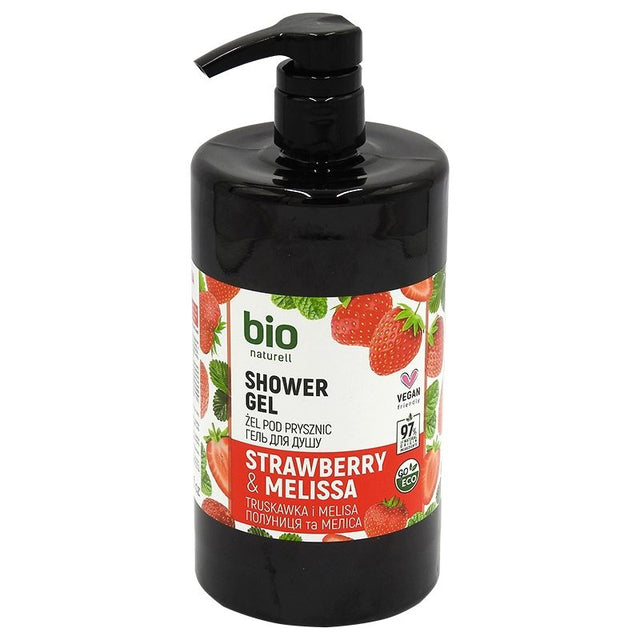 Gel de Dus cu Pompa, Bio Naturell, Strawberry si Melissa, 946 ml - vivimall.ro