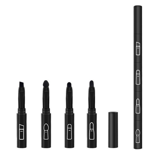 Set Pensule de Machiaj 4in1, Vivimall, pentru Fard, Sprancene si Buze, 16 cm, din Plastic, Negru - vivimall.ro