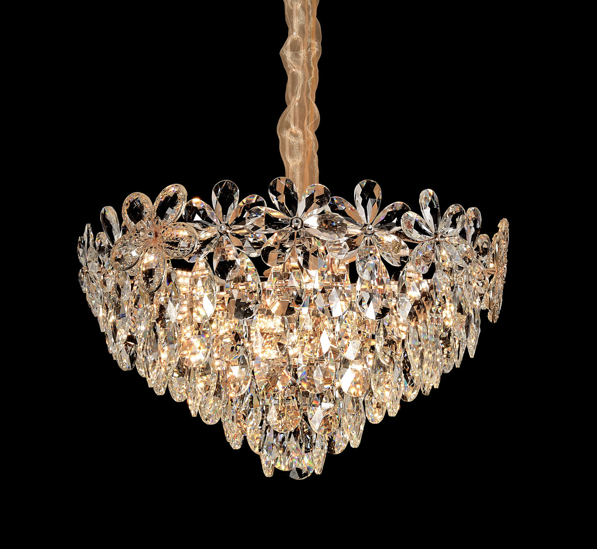Candelabru Cristal Magno 11Xe27, Diametru 60Cm, Lucios Si Negru - vivimall.ro