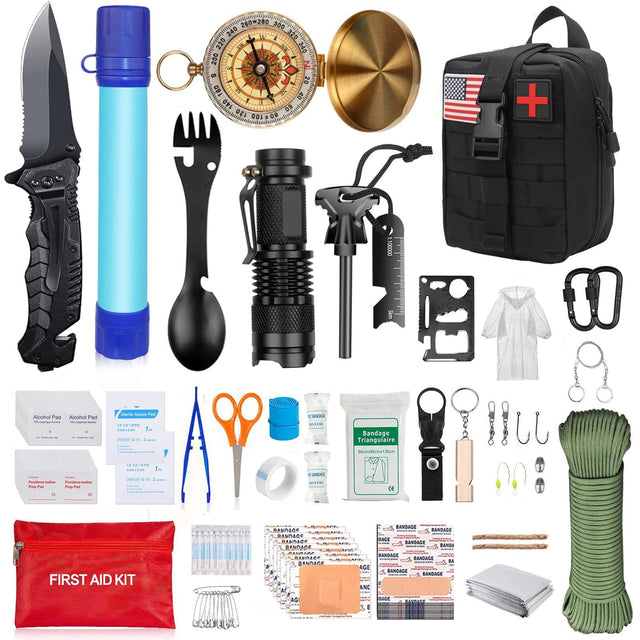 Kit Supravietuire Multifuncional 40 De Instrumente Profesionale, Echipament De Prim-Ajutor, Drumetie, Camping - vivimall.ro
