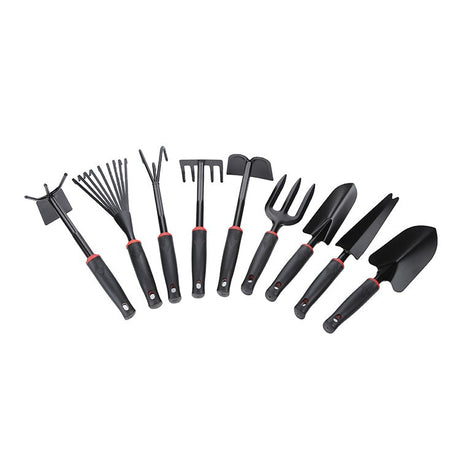 Set 9 Unelte De Gradina Pentru Plantare Prelucrare Sol Si Ingrijire Plante, Material Pvc Si Cardboard, 25 X 14.5 Cm, Negru - vivimall.ro