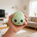 Jucărie antistres Squishy Flippy model Gălușcă verde 8,5 cm, imagine produs complet cu accesorii