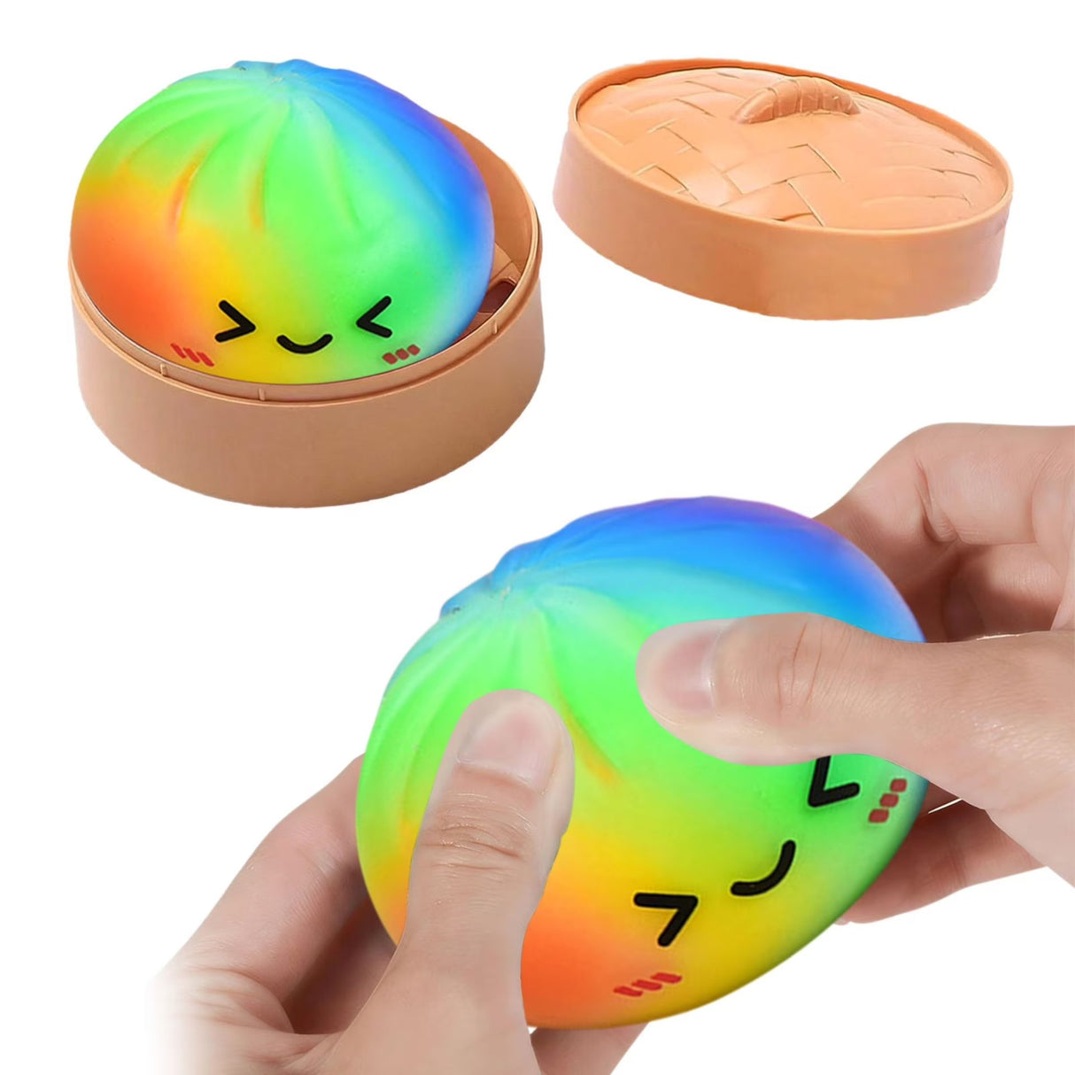Minge antistres Squishy Flippy 8,5 cm strânsă în palmă, demonstrație revenire lentă Slow Rebound