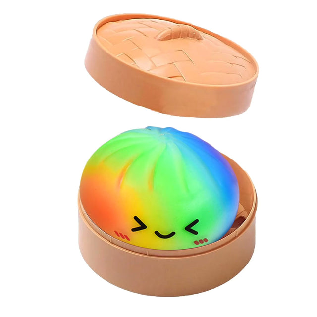 Jucărie antistres Flippy Squishy Gălușcă Gigant 8,5 cm cu coșuleț Steamer, vedere frontală, multicolor