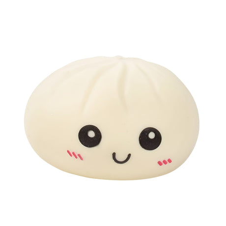 Jucărie antistres Squishy Flippy Chifla Aburită Kawaii, 10 cm, culoare bej, vedere frontală